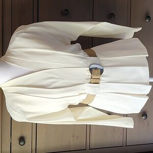 Vintage UNION MADE OFF WHITE JACKET WITH BELT , SHOULDER PADS #rey #disneybound